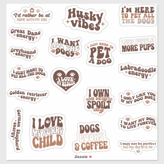 Sticker Pack ensemble de devis de chiens mignons (Feuille)