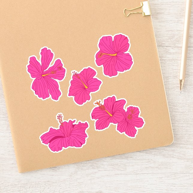 Sticker Pack Hibiscus Tropical Rose des Caraïbes (Carnet)