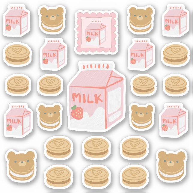 Sticker Pack Lait fraise et Cookies (Devant)