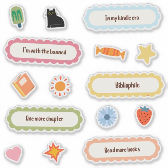 Sticker Pack Lover de lecture de livre de réservation (Devant)