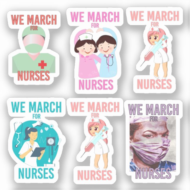 Sticker [Pack] Nous marchons pour les infirmières | Cute N (Recto)