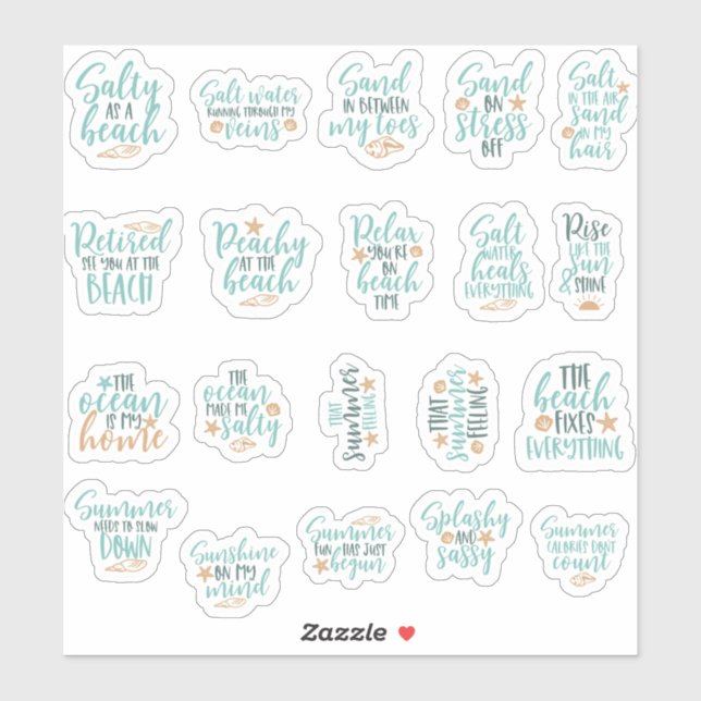 Sticker pack pack mignon plage motivation QUOTE (Feuille)