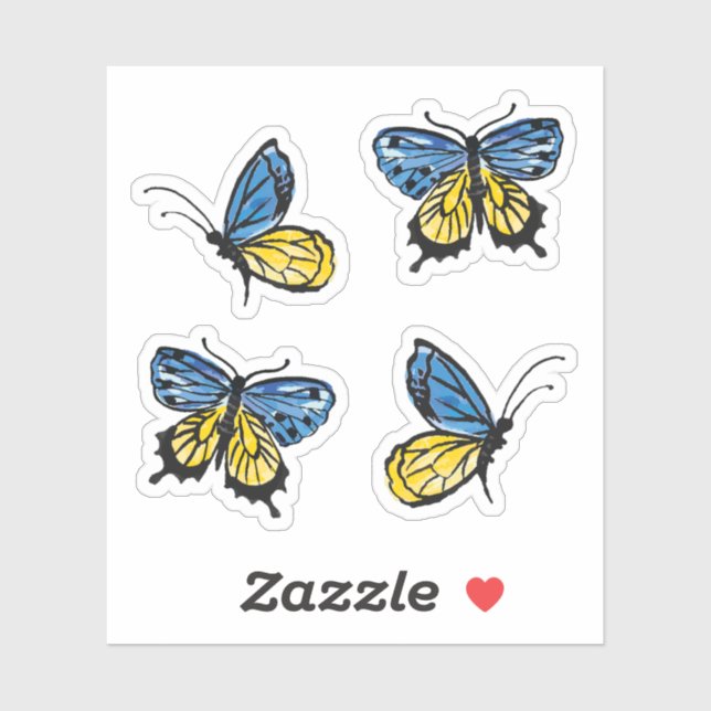 Sticker Pack papillon du drapeau ukrainien (Feuille)