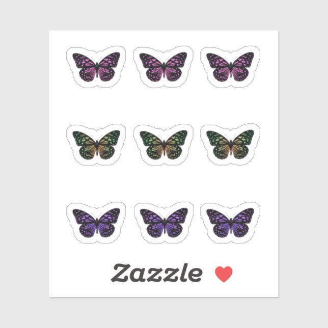 Sticker Pack Papillon tacheté coloré (Feuille)