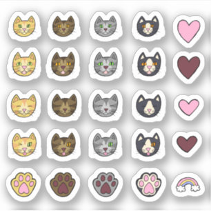 Sticker Pack pour chats à main levée paradisiaque