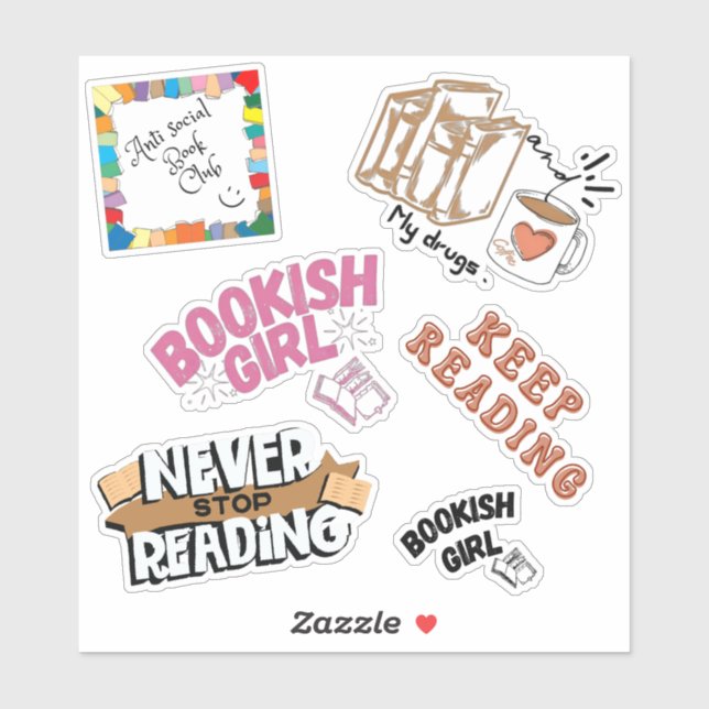 Sticker Pack pour les amateurs de livres (Feuille)
