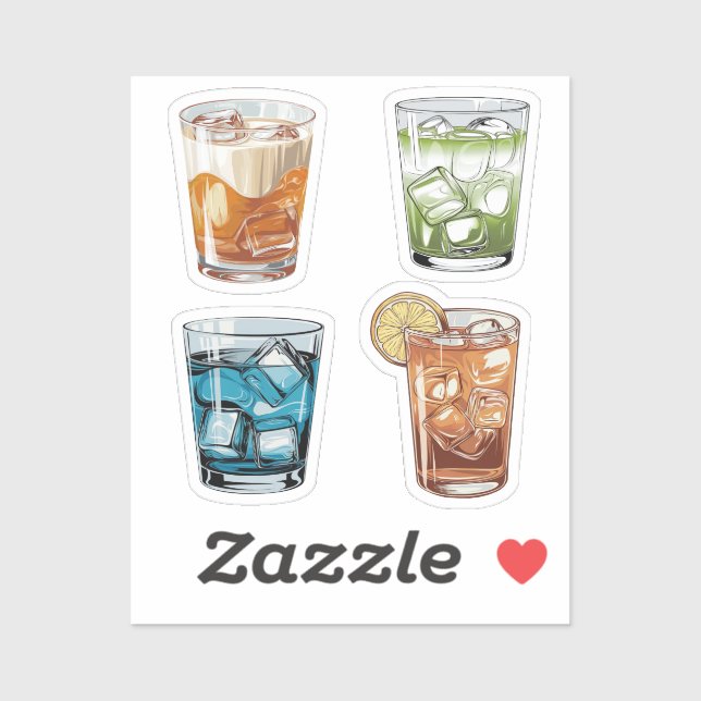 Sticker Pack thé glacé et boissons rafraîchissante (Feuille)