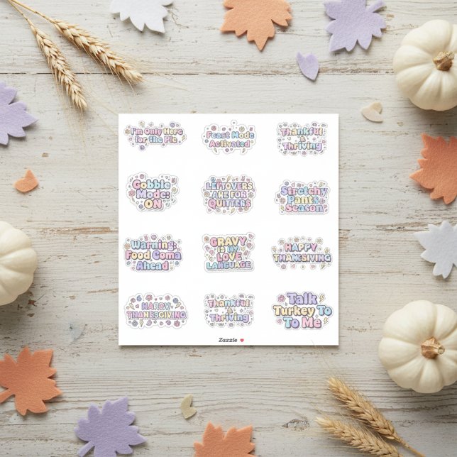 Sticker Packs d'autocollants pastel pour l'ambiance de Tha (Thanksgiving Vibes Pastel Sticker Packs)