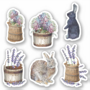 Sticker Paillette de fleurs Hydrangea Lavender ferme lapin