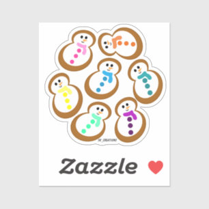Sticker Pain d'épices coloré Snowmen Cookies