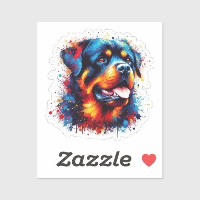 Sticker Paint Splatter Rottweiler (Feuille)