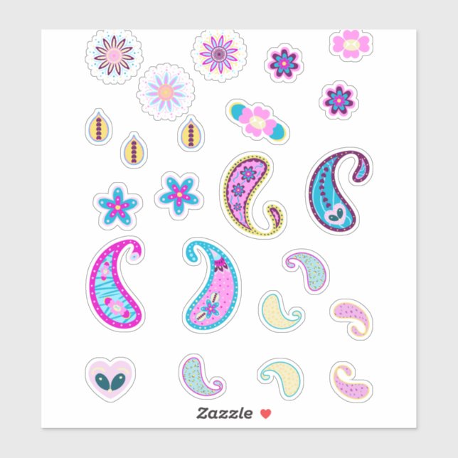 Sticker Paisley Pack années 90 (Feuille)