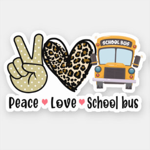 Sticker Paix, Amour, Bus scolaire