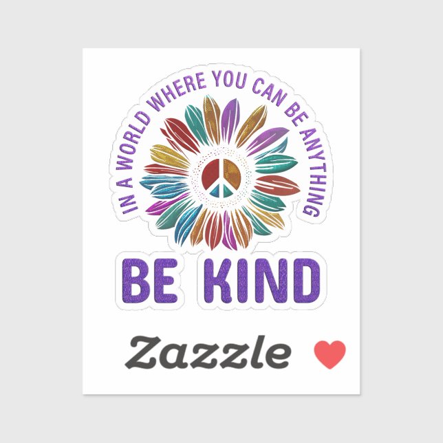 Sticker Paix et Amour Hippie Boho Soyez Gentil  (Feuille)