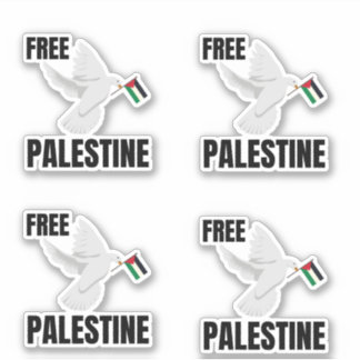 STICKER PALESTINE LIBRE AVEC PAIX DOVE