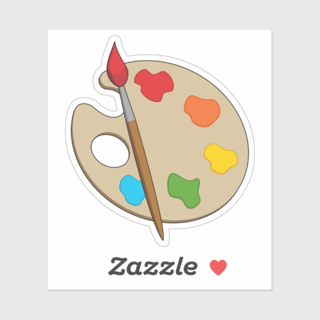Sticker Palette Artiste avec pinceau (Feuille)