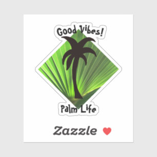Sticker Palm Life Good Vibes Green Palm