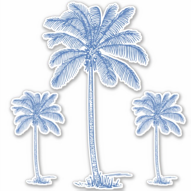 Sticker Palmetto Palmiers du littoral bleu de Preppy (Devant)