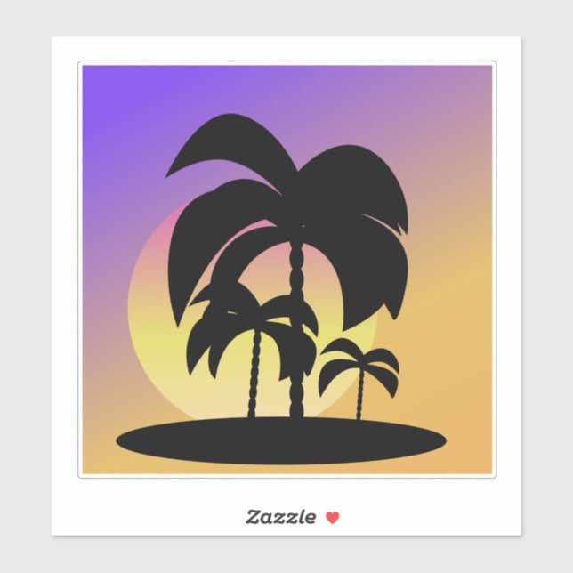Sticker Palmier à dégradé Coucher de soleil Vacances Autoc (Feuille)