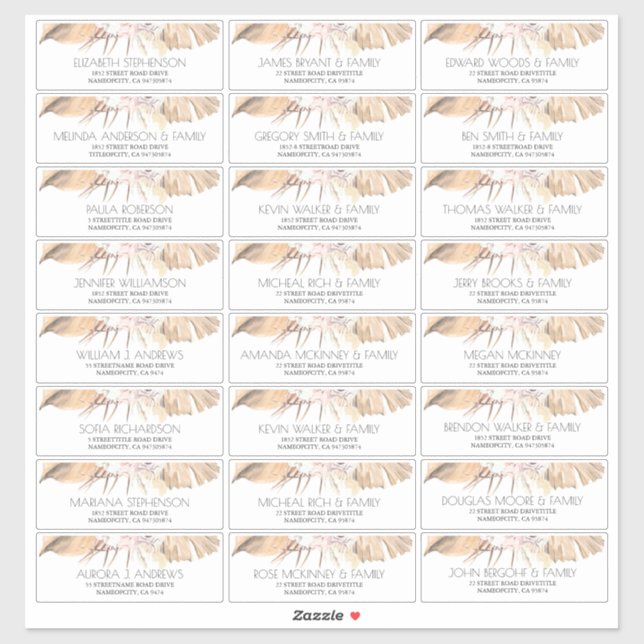 Sticker Palmier séché Feuille Petits noms d'hôtes Étiquett (Feuille)