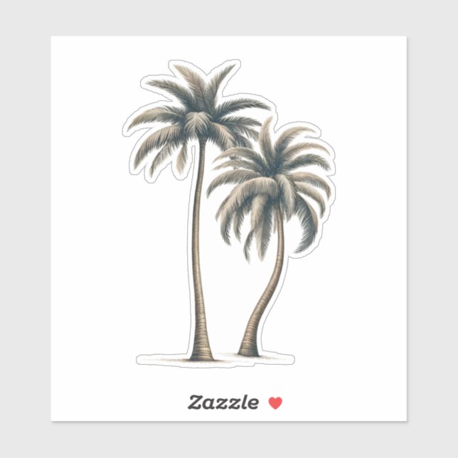 Sticker Palmier tropical Mariage côtier rustique (Feuille)