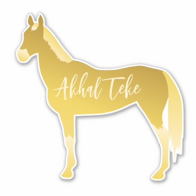 Sticker Palomino Akhal Teke Horse Silhouette personnalisab (Devant)
