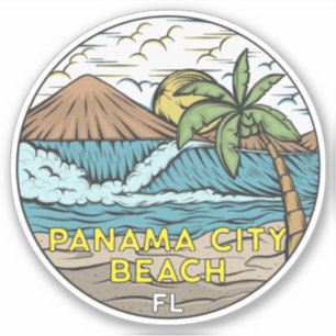 Sticker Panama City Beach Florida Vintage