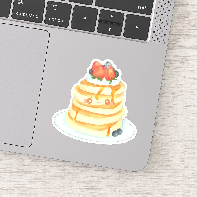 Sticker Pancakes Fluffeux Au Sirop D'Érable, Fruits Et Crè (Détail)