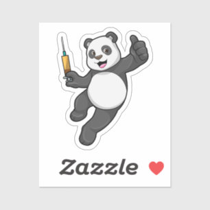 Sticker Panda à la vaccination avec seringue