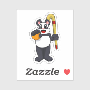 Sticker Panda at hockey with hockey bat