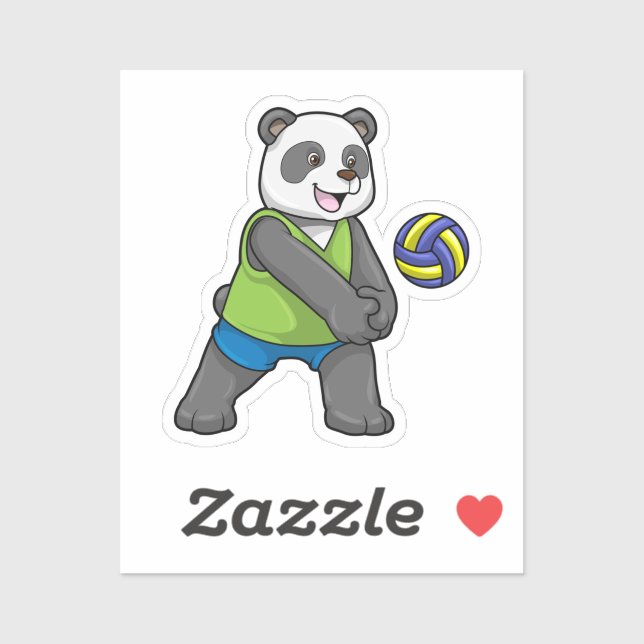 Sticker Panda at Sports with Volleyball (Feuille)