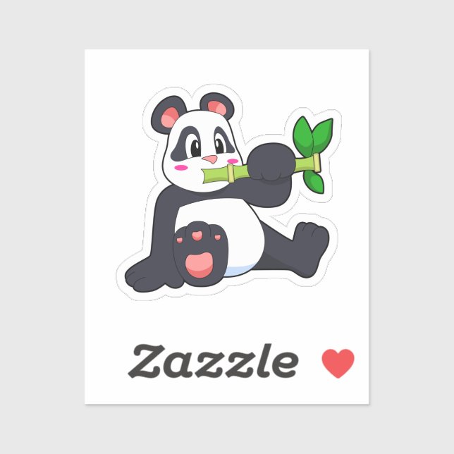 Sticker Panda avec bambou (Feuille)