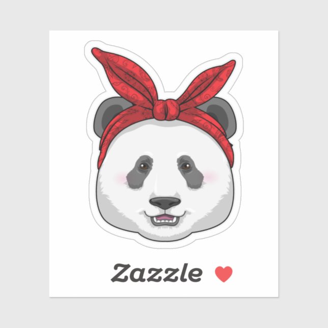 Sticker Panda avec Bandana (Feuille)