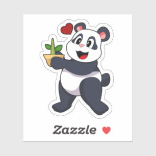Sticker Panda avec fleur de bambou