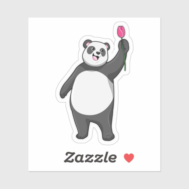 Sticker Panda avec Tulipe (Feuille)