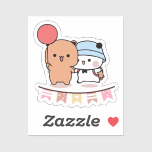 Sticker PANDA BEAR, bubu et dudu câlins ballon d'amour KAW