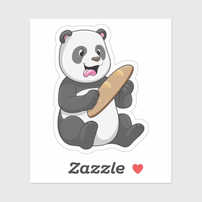 Sticker Panda comme boulanger avec pain (Feuille)