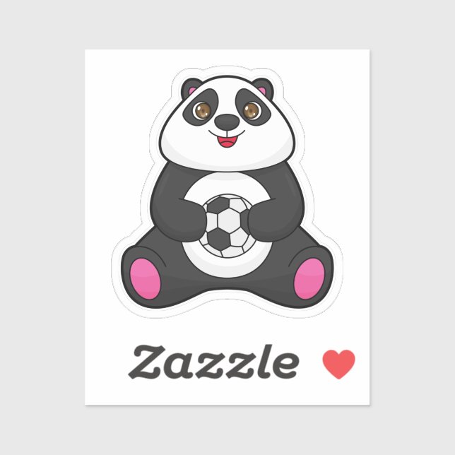 Sticker Panda comme joueur de football avec balle de footb (Feuille)