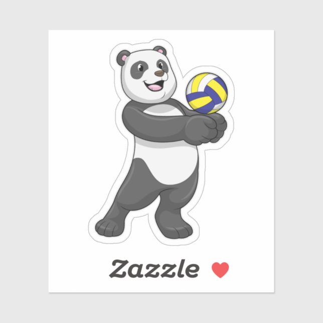 Sticker Panda comme joueur de volleyball avec volleyball (Feuille)