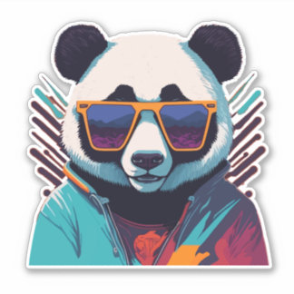 Sticker Panda cool avec Vibes rétro