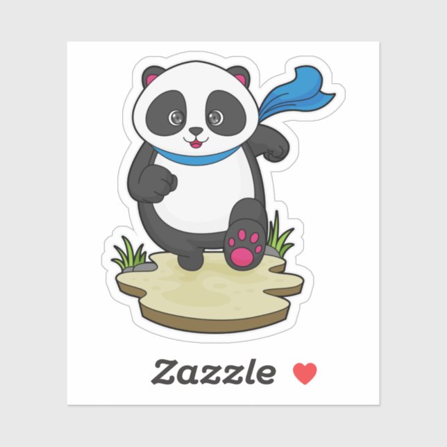 Sticker Panda coureur avec Écarf (Feuille)