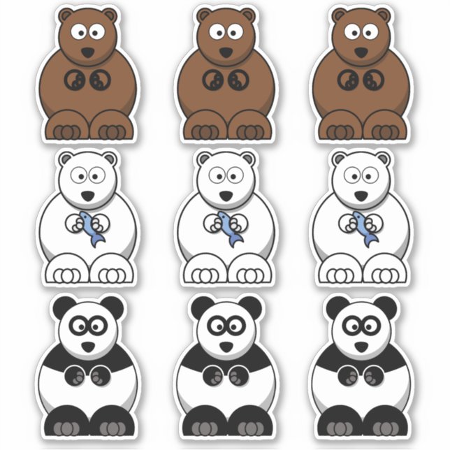 Sticker Panda de l'ours, Polaire et Brown dessin de l'ours (Devant)