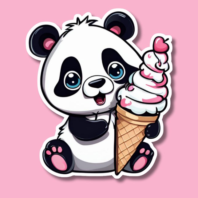 Sticker Panda doux avec Ice Crème Cone étanche (Créateur téléchargé)