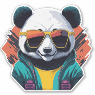 Sticker Panda élégant avec lunettes de soleil
