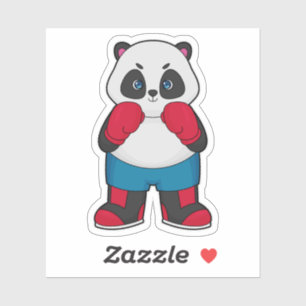 Sticker Panda en boîte avec gants de boxe