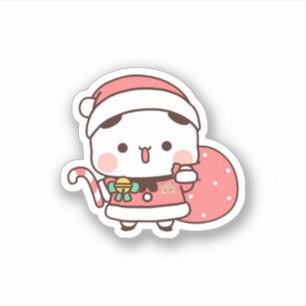 Sticker Panda Et Brownie Bear Couple, Joyeux Noël