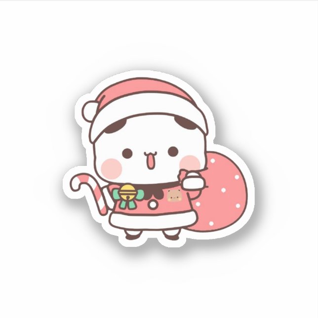 Sticker Panda Et Brownie Bear Couple, Joyeux Noël (Devant)