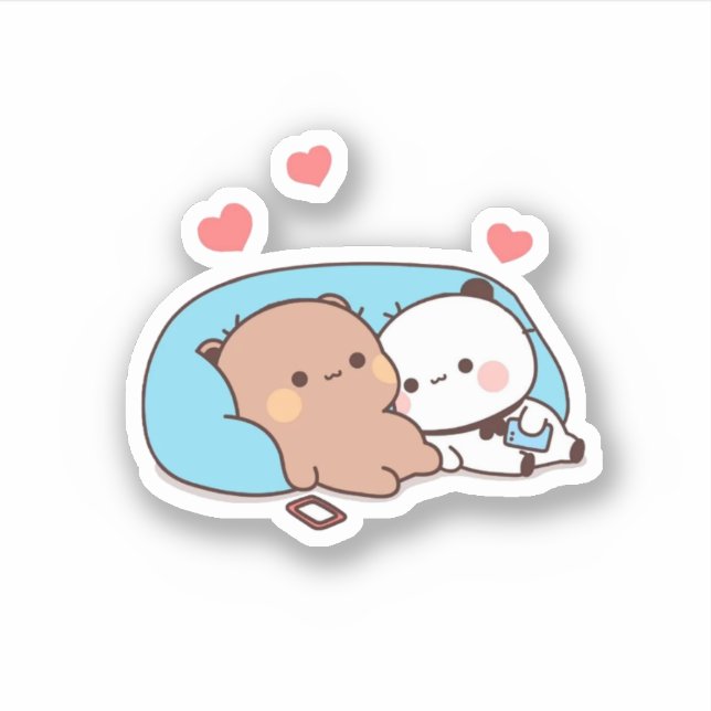 Sticker Panda Et Brownie Bear Couple Sleep (Devant)