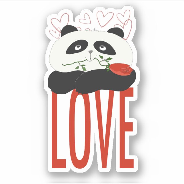 Sticker Panda Mignon Amoureux (Devant)