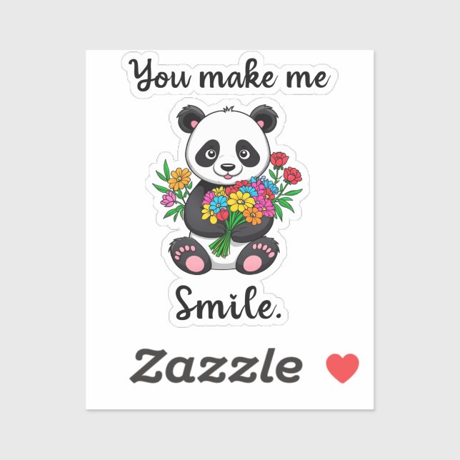 Sticker Panda mignon qui me fait sourire (Feuille)
